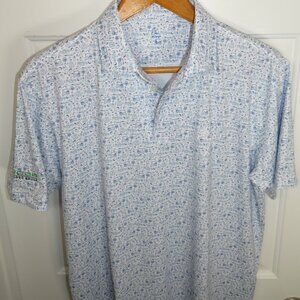 Rhoback Polo Shirt Mens LG Golf All Over Print Performance Stretch *Logo